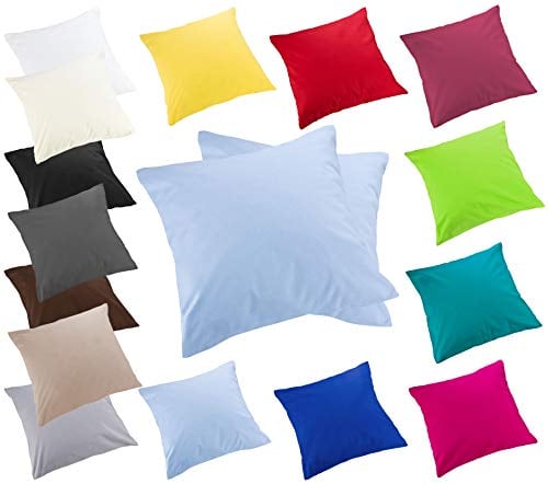 Moon 2er Pack Luxury Linon Kissenbezug 100% Baumwolle-hellblau-40x40