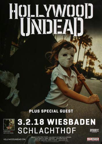 Hollywood Undead - Five, Wiesbaden 2018 » Konzertplakat/Premium Poster | Live Konzert Veranstaltung | DIN A1 «