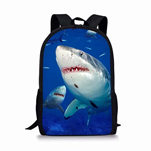 POLERO Schulrucksack Kinder Schulranzen für Junge Mädchen Schultasche Schule Rucksack Jugendliche Schulranzen Grundschule mit Hai Print Design