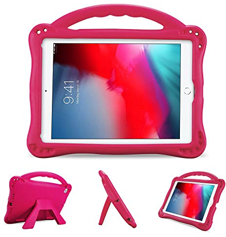 ProCase Funda Infantil iPad 9,7 6.ª/5.ª, iPad Pro 9.7, Air 2/1 (Modelos Viejos), Carcasa Niño Antigolpes con Asa Suave Soporte Plegable, Funda Bebé Ligera para iPad 9.7 2018 2017 iPad Air 1/2 -Magenta