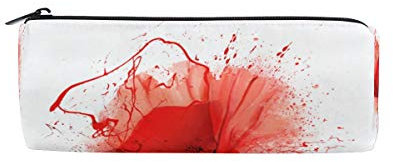MONTOJ Federmäppchen, Mohnblumen-Motiv, mit Sprühfarbe, Rot