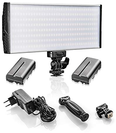 Walimex pro Walimex pro Niova 300 Bi Color On-Camera Leuchte 30 W, Fotolampe inkl. NP-F Akku, LED Videoleuchte 3200-5600 K Farbtemperatur, Studiolicht leicht montierbar