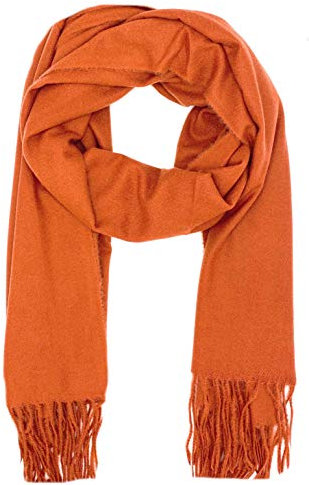 frFASHION YOU WANT Schal Damen Warm Herbst unifarben Baumwolle mit quasten/ansen, Farben Einfarbig & Kariert Pashmina xl Schals Stola MEHRWEG (orange)