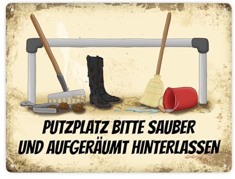 Putzplatz bitte sauber und aufgeräumt hinterlassen Metallschild XXL mit Putzplatz Motiv