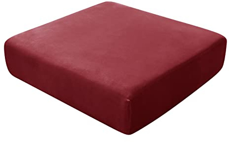 BXFUL Sofa Seat Cushion Covers, Sofa Cushion Slipcovers Stretch Velvet, Couch Cushion Covers Replacement for Individual Cushion with Elastic Fabric (4-Seater,Wine Red)
