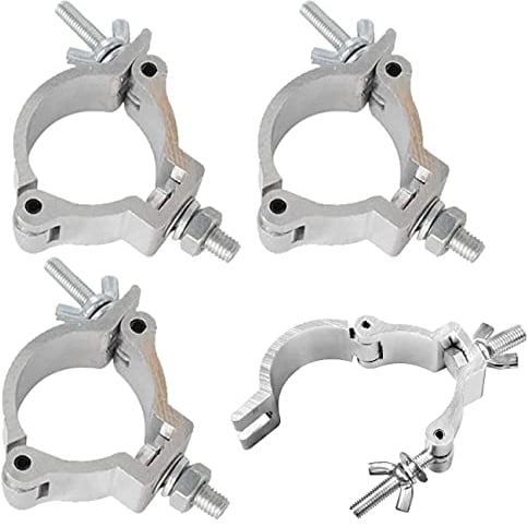 QNLEMON 4 Stück Truss Clamp 48-51 mm Bühnenlicht Klemmen Haken aus Aluminiumlegierung Leichte Klemme des Phasenhaken Strapazierfähig halb konisch Koppler