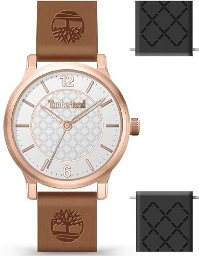 Timberland Trailmark Damen Armband Uhr Analog 38mm Edelstahl/Leder Braun-Roségold, Wasserdichtigkeit: 5 bar, TDWLA2104501