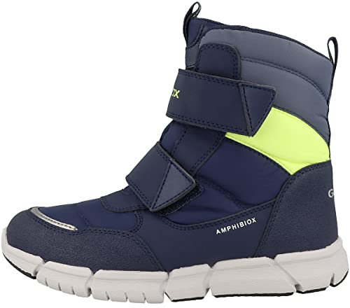 Geox J Flexyper Boy B Abx Ankle Boot, Navy Fluo Yellow, 37 EU