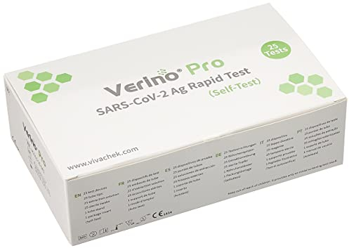 25x Verino Pro Corona Covid Test Nasale, Kit Rapido Tampone per l'Antigene SARS-COV-2 (confezione 25 pezzi) | CE 1434