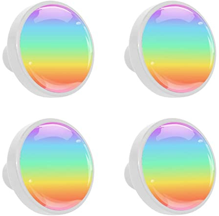 Runde Möbelknopf Regenbogen Mit Farbverlauf Schubladengriff Kristall Schubladenknopf Weiß Möbelgriff Türgriffe Für Schrank Kommode Schublade 4 Stück 3.3x2.5 cm