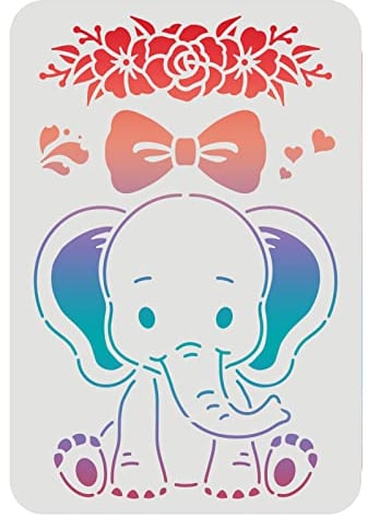 FINGERINSPIRE Baby-Elefanten-Schablone 29,7x21cm Süßes Baby-Elefanten-Malschablone für Heimwerker-Elefanten Wiederverwendbare Kunststoffschablone zum Malen auf Holzfliesen Papier Stoff Bodenwand