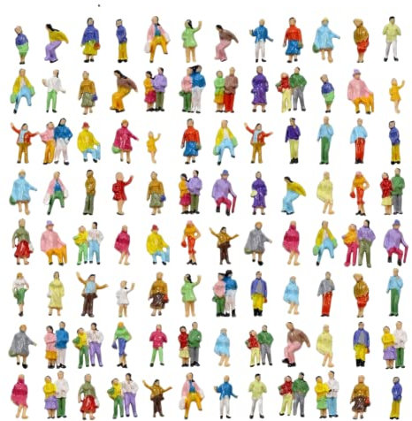 DAZZLEEX 200 Stück Bemalte Figuren im Maßstab 1:200 Personen Stehen Sitzende Miniatur Passage für Miniatur Szenen