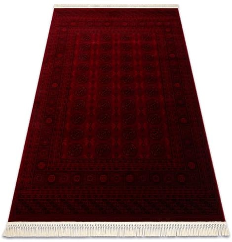 rugsx Orient 6889 Burgund Schwarz Teppich mit Fransen Wohnzimmer 250x350 cm
