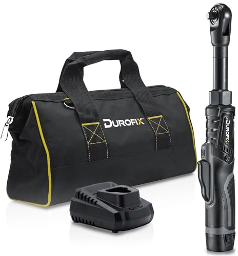 Durofix RW1221-3PGSC G12 3/8 Brushless Extended Cordless Ratchet Wrench Power Tool Kit | Tools Set Includes 1 x 12V (10.8V) Lithium-Ion G12 Battery Pack, Plus Charger & Canvas Bag