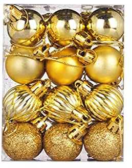 Gelb&Schwarz Weihnachtskugel-Ornament, 3 cm, heller Kunststoff, bruchsicher, hängende Kugel, Ornament, geeignet für Weihnachtsbaum, Girlande, Tischbogen, Haus, Ornament-Set, Weihnachten (A,