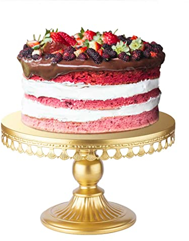 AIM & GGKK Gold Kuchen Stand, 12 Zoll(30cm) Runde Cupcake Ständer Metall Party Dessert Display Stand für Hochzeit Brithday Feier Baby Dusche