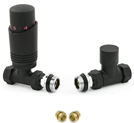 Hot Flow | Cascade Modern Straight TRV Thermostatic Radiator Valve 10mm Compression (Textured Black)