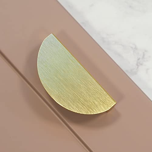 64mm Satin Brass Gold Half Moon Pull Kitchen Cabinet Cupboard Door Drawer Cup Handle