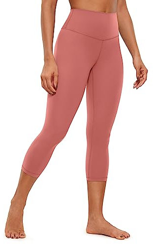 CRZ YOGA Butterluxe Damen High Waist 3/4 Leggings Capri Blickdicht Sport Yoga Fitness Sommer Sporthose - 53cm Briar Rose 44