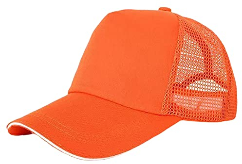 Kinder Baseball Cap Basecap Cowboy Hut Einfarbige Netzkappe für Kinder Baseballmütze Sonnenblende Schirmmütze Basecap Jungen Mädchen (Orange, One Size)