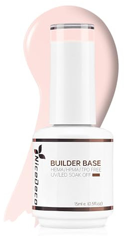 Nicedeco 8 in 1 Builder Base Strengthening Gel 15ml, UV/LED Clear Building Nail Gel in a Bottle,Gel Polish Nail Repair Nail Strengthen 011