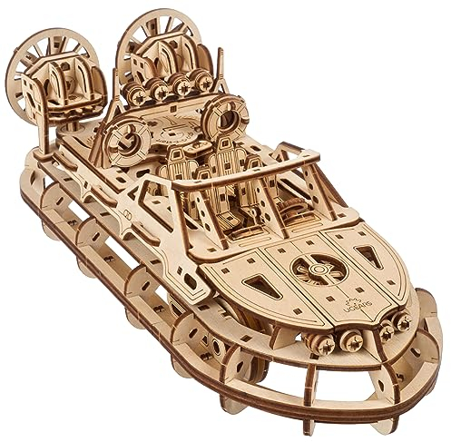 UGEARS Luftkissenboot modelbausatz für Rettungseinsätze - 3D Holzpuzzle für Erwachsene - Modellbau Schiffe Holzbausatz im Maßstab 1:32 - DIY 3D Puzzle Luftkissenboot mit realistischer Bewegung