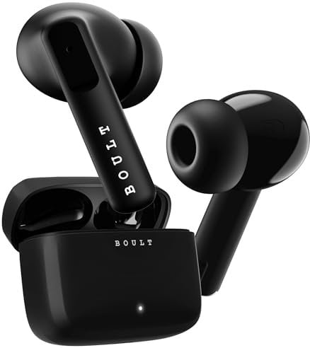 Boult Z60 Wireless Earbuds with 60h Playtime, 4-ENC Calling Mic, Latest Bluetooth 5.4, 13mm drivers for Deep bass, 45ms Low Latency, Type-C fast charging, Touch control & IPX7 Waterproof (Reven Black)