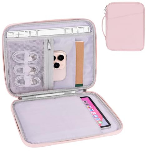 Sac pour tablette pour femme, housse de transport rembourrée pour iPad Pro 12,9 M2/M1/2018-2020, Surface Pro 9/8/X, Galaxy Tab S9+/S8+ 12,4 (PU-Rose 12,9)