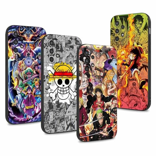 PBNDJVG 4 Stück Handyhülle für Samsung Galaxy A13 4G Hülle 6.6'' Anime Luffy Zoro Gear 5 Sun God Nika Manga Muster Design Case Kameraschutz Schutzhülle TPU Silikon Weich Ultra Dünn