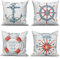 ASDCXZ Maritim Kissenbezug 50x50 cm 4er Set, Rot Blau Anker Kompass Segelboote Weiß Sofa Dekokissen Kissenbezüge Kissenhülle Waschbar Polyester Flachs Textil Outdoor Kopfkissenbezug Kissen Bezug