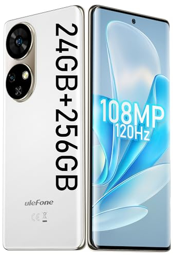 Ulefone Note 17 Pro Handy ohne vertrag, 2.4K Amoled 120Hz Gebogenes Display, 108MP +32MP Kamera Android 13 Smartphone, 24GB+256GB Helio G99 mit 33W Schnellladung 6,78 Zoll FHD+ 5050mAh Akku Weiß