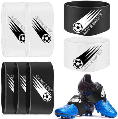Jecery 10 Stück Fußball-Schnürsenkel, Schnürsenkel, für Jugendliche und Erwachsene, elastische Schnürsenkel, Gummiüberzüge (Kindergröße, Schwarz Weiß)