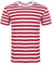 ANZEE DISCOVER THE NEW YOU Men Women's Striped T-Shirt Unisex Crew Neck Short Sleeve Stripes T-Shirt Cotton Top Round Neck Kids Casual Crewneck Summer Wears White/Red Large