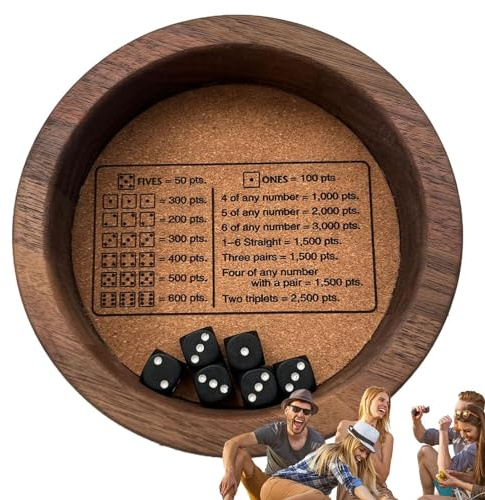 Farkle Classic Würfelspiel mit Tablett,Farkle Classic Würfelspiel,Robustes Würfeltablett aus für Farkle-Würfelspiel - Brettspiel-Enthusiasten halten Standard-Spielwürfel für Versammlungen, Campin