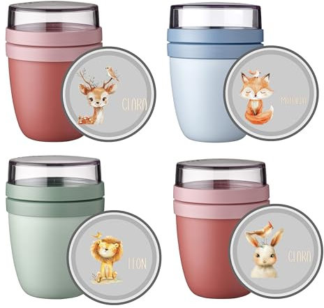 wolga-kreativ Personalisiertes Müslibecher to Go - Mepal Müslibecher, Joghurtbecher to Go für Kinder, Löwe Design, Geschenk zur Einschulung, Schule & Kindergarten mit Namen