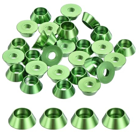 QUARKZMAN 30er Set M4 Kegelbecher-Unterlegscheiben, eloxierte Aluminium-Dichtungen Kegel Senkkopf-Unterlegscheiben für Schraube RC/FPV/PC/Drone/Mechanische Zubehör-Modellteile (Grün)