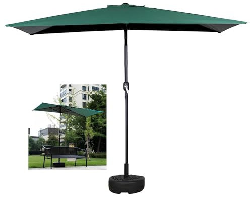 Parasol Mural De Marché De Patio Extérieur Semi-Rectangulaire - Parasol De Jardin Exterieur Avec Manivelle Et Base - Convient Pour Un Café, Une Terrasse, Un Mur, Un Balcon(Green,250 * 130)