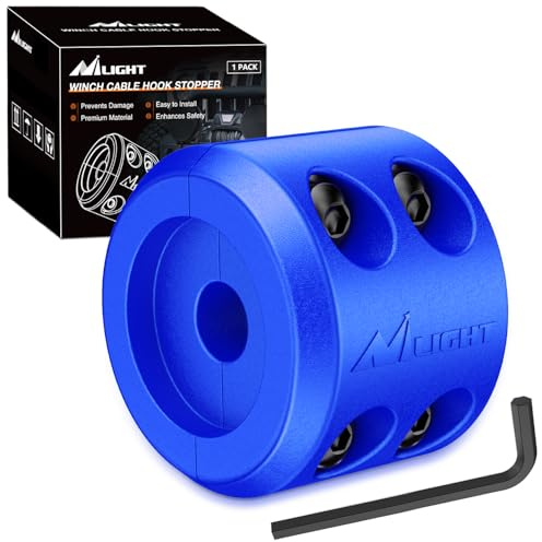 Nilight Winch Stopper for ATV UTV Truck SUV Winch Cable Hook Rubber Stopper Protect Towing Hook Synthetic Rope Winch Accessories Rope Line Saver with Stainless Steel Screws and Nuts Allen Wrenc, Blue