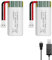 HAWK'S WORK 2 Pcs 3.7V Lipo Battery, 550 mAh Rechargeable Lithium Polymer Battery for RC Plane Helicopter Drone All Models & Toys (XH2.54 Connector)