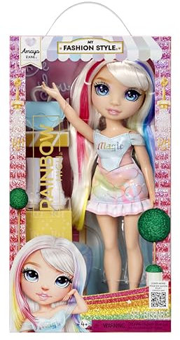 RAINBOW HIGH My Fashion Style Doll - Amaya - Muñeca de Moda de 28 cm de Color Arco Iris con Conjunto Llamativo y Bolso Elegante, Juego, Posable, Coleccionable, para Niños de 4 a 12 Años o Más