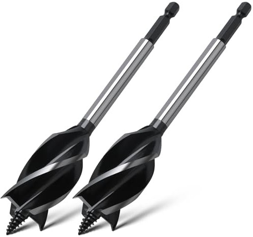 2-tlg Holzbohrer 38mm x 165mm Sechskantschaft Schneckenbohrer für Weichholz und Hartholz Kunststoff Trockenbau und Verbundwerkstoffe