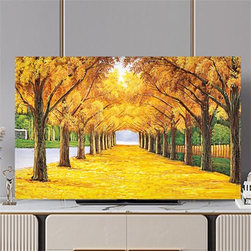 Hixingo TV Cover Decorative, 3D Forest Pattern TV Dust Cover 32-80inch TV Screen Dust Cover Universal Elastic Television Cover Stretch TV Screen Protection Cover (58-60inch,Autumn)