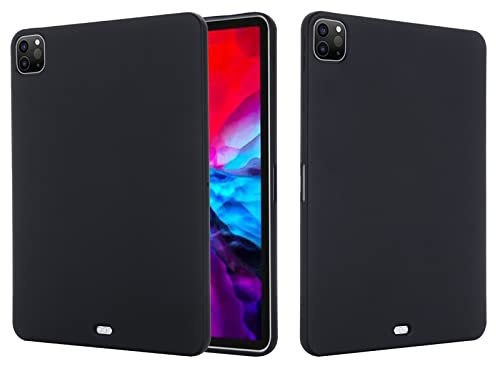 Funda de silicona compatible con iPad Pro de 12.9 pulgadas 2018/2020/2021/2022, ultra delgada, color puro, a prueba de golpes, cubierta protectora de TPU suave, color negro
