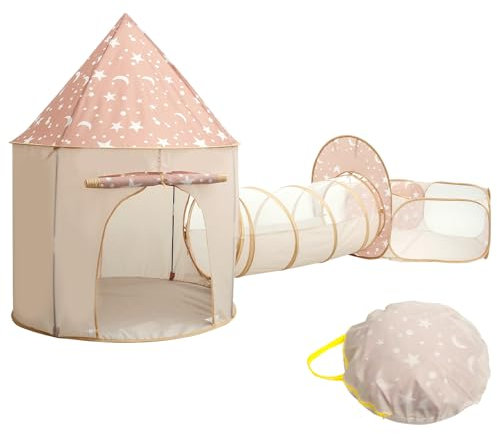 Tente d'intérieur pour enfant avec tunnel d'éveil Pop Up - Piscine à balles pliable avec sac de rangement - Tente de jeu pour enfants - Pour activités de maternelle, pique-niques, fêtes de famille,