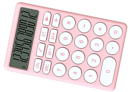 Luqeeg Taschengröße Kleiner Taschenrechner, Handheld Multifunktionaler Elektronischer Cartoon -Taschenrechner mit Großem Bildschirm für Büro, Schule, Zuhause, Geschäft (PINK)