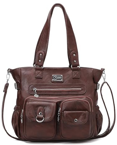 KL928 Große Handtasche Damen Tasche Umhängetasche mit vielen Fächern | Weiches PU Leder Tasche mit viel Stauraum und vielen Fächern. Geeignet für Alltag Beruf Schule und tolles Geschenk für Frauen