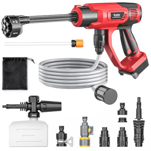 Idropulitrice senza fili compatibile con batteria Milwaukee da 20 V, Ecarke 800 PSI portatile con ugello 6 in 1, cannone in schiuma, per la pulizia di pavimenti auto, recinzioni, pareti (solo