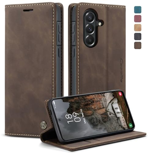 KZB für Samsung Galaxy A57 5G Hülle, Magnet Leder Klapphülle Stoßfest | Retro PU Leder, 2 Kartenfach, Standfunktion, Schutzhülle, Flip Case, Handyhülle für Galaxy A57 6,7'', Kaffee