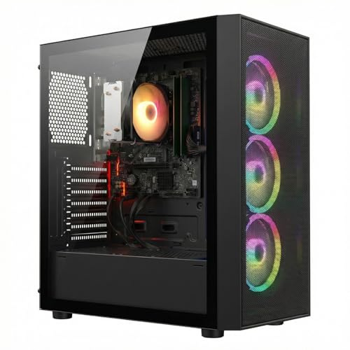 STGSivir PC Gaming Fisso, Ryzen 7 5700G, Vega 8, 16G DDR4, 1T SSD | Computer Gaming per Streaming, Editing Video, Compiti, fino a 4.6 GHz, WiFi 6, BT 5.0, HDMI, Win11 Pro, Case ARGB