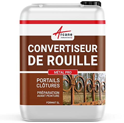 Anti rouille, Metalpro : convertisseur de rouille et traitement contre la rouille - efficace sur portail volet carrosserie vélo - 5 L - ARCANE INDUSTRIES